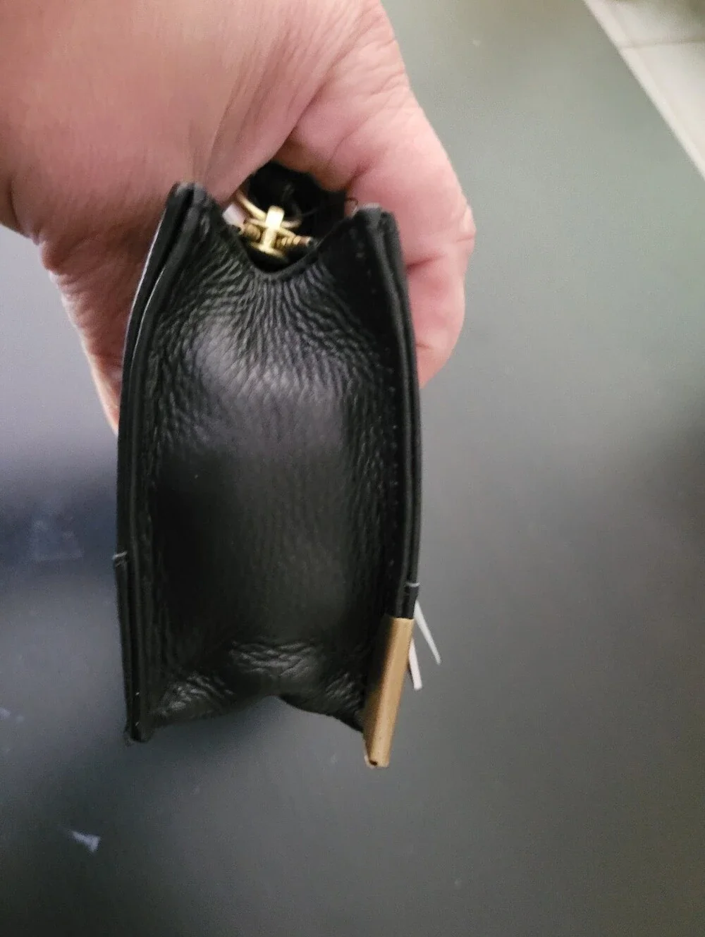 Foley + Corinna Black Haircalf Clutch Wristlet with Gold Accents